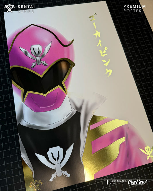 GokaiPink Premium Foil Poster - 11" x 17"