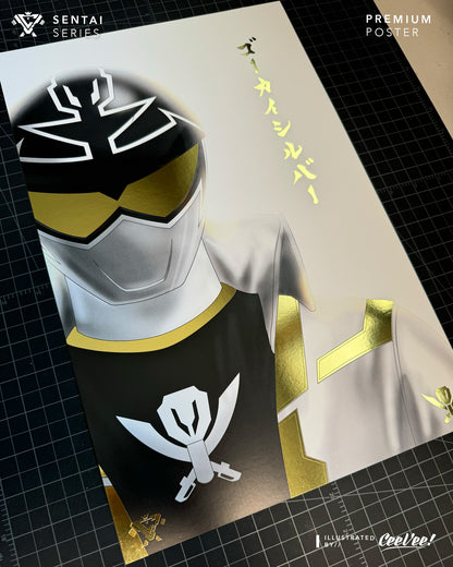 GokaiSilver Premium Gold Foil Poster - 11" x 17"