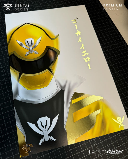 GokaiYellow Premium Foil Poster - 11" x 17"