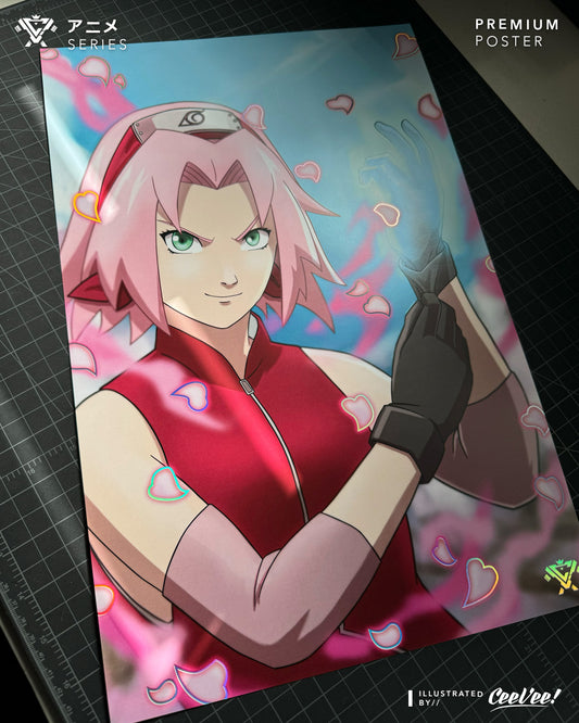 Pink Kunoichi Premium Foil Poster - 11" x 17"