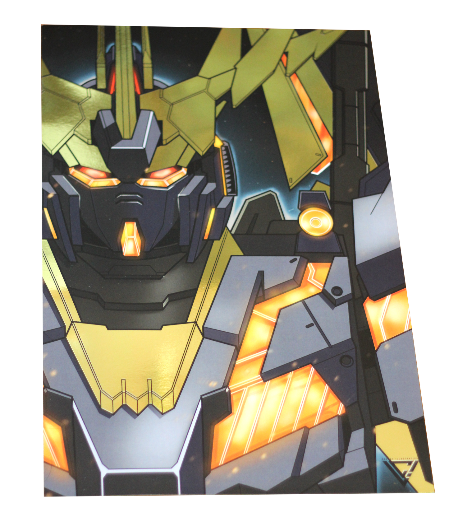 Unicorn Gundam 02 Banshee Premium Gold Foil Poster - 11" x 17"